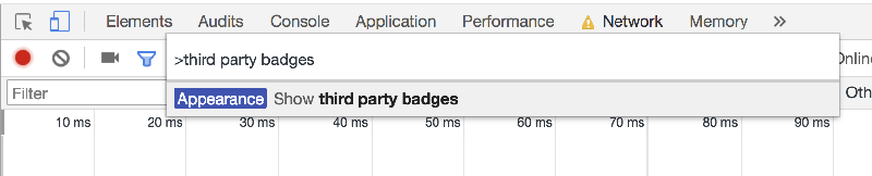 Use the ‘third party badges’ tag to highlight external requests