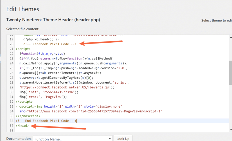 Add Facebook Pixel Tracking Code in WordPress