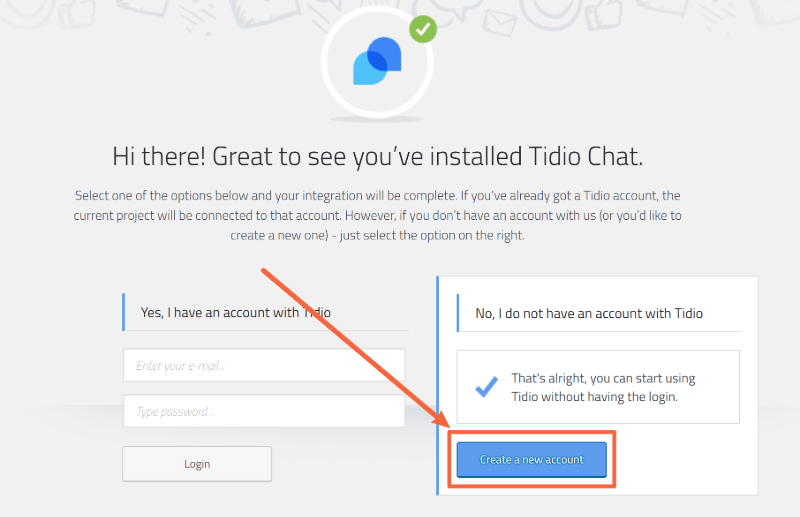 How to create an account with Tidio Live Chat