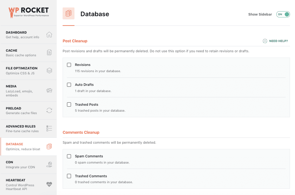 WP Rocket Database Optimization: Posts and Comments