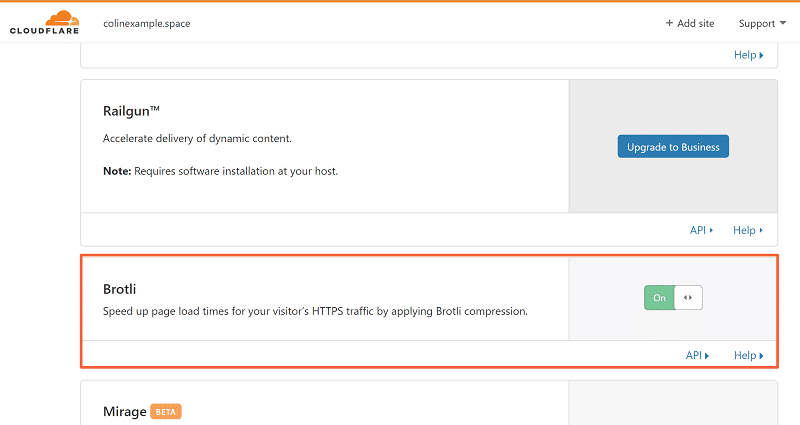 Brotli Settings in Cloudflare's dashboard