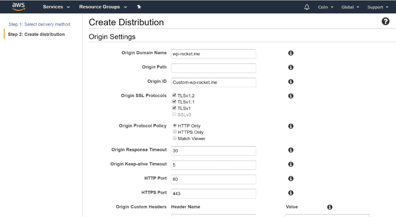 Cloudflare vs Cloudfront: Cloudfront settings