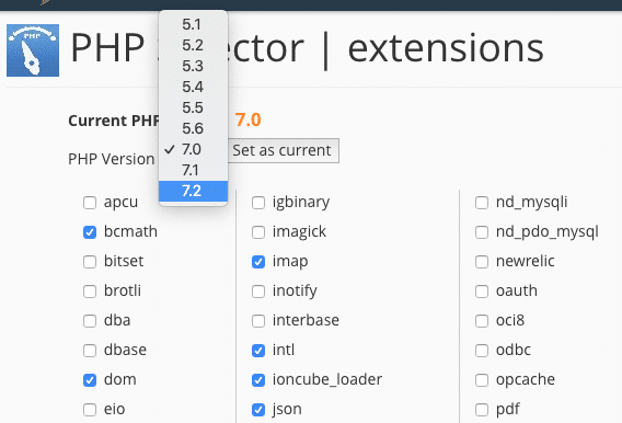 Choosing PHP version from cPanel