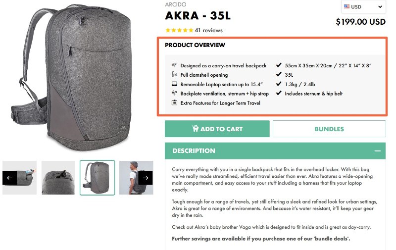 Akra's product descriptions target its buyer persona