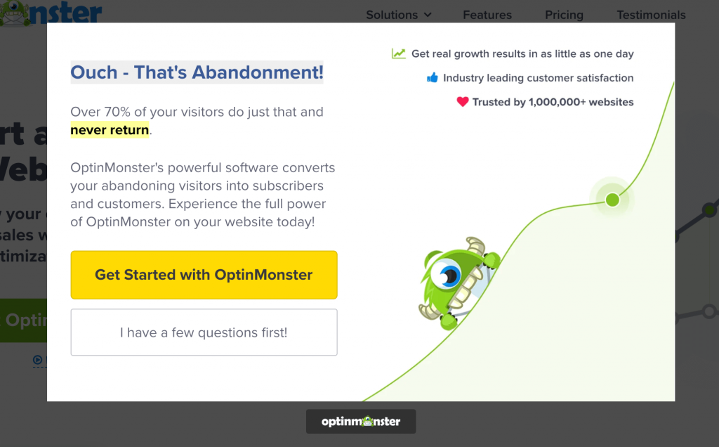 OptinMonster exit-intent pop-up