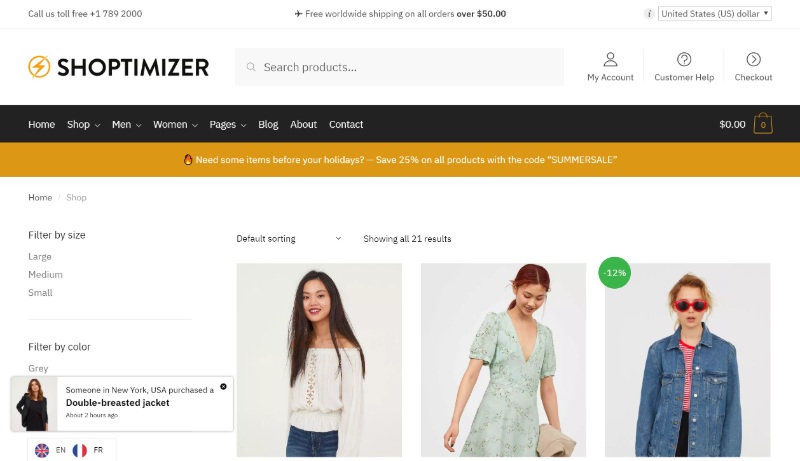 Shoptimizer is one of the fastes WooCommerce themes