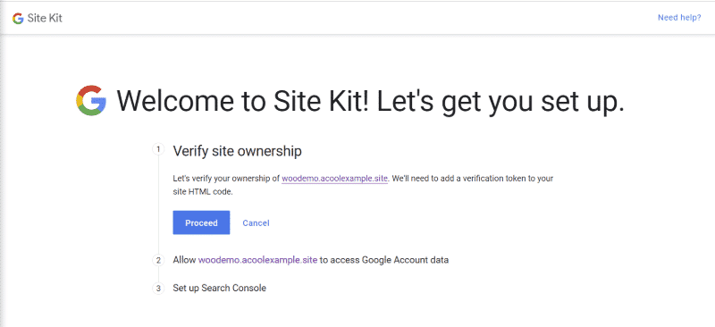 Google Site Kit plugin setup - step 3