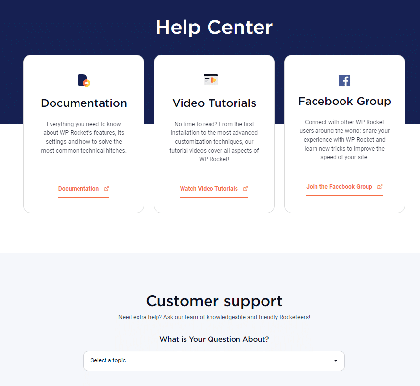 The New Help Center page