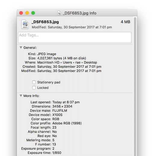 set exif data mac