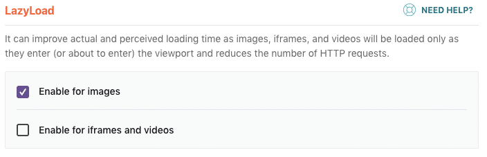LazyLoad option in WP Rocket settings