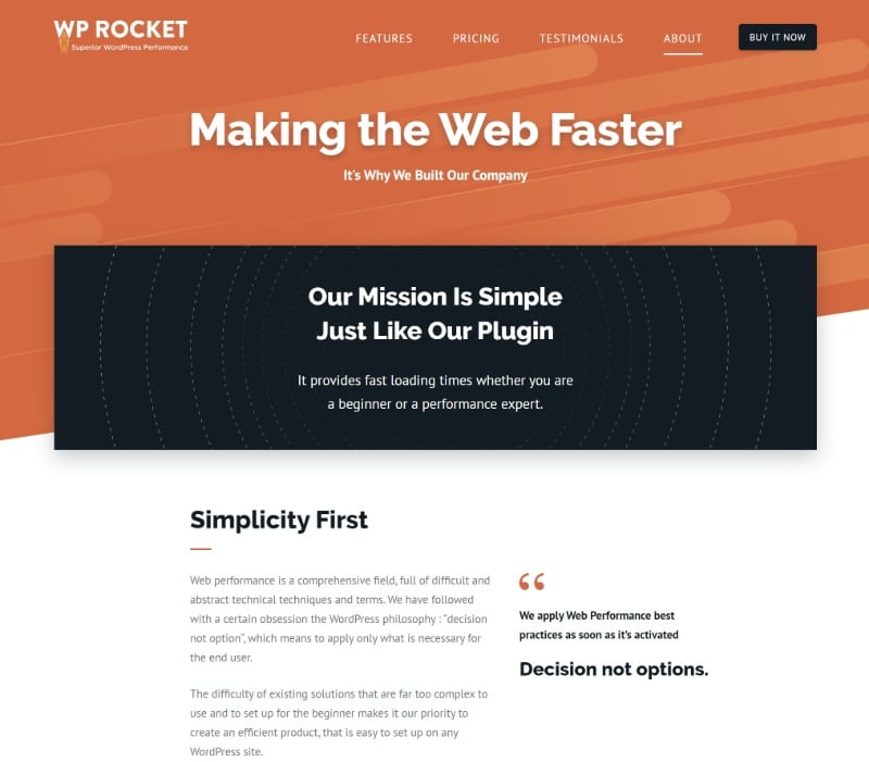 WP Rocket About Page