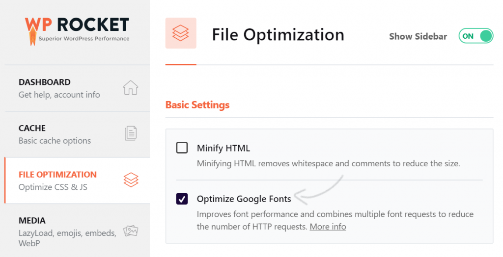 The "Basic Settings" area we are removing from WP Rocket settings