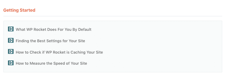 Tutorial videos embedded in WP Rocket 3.4