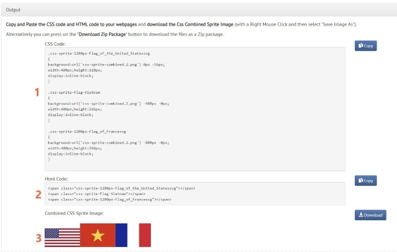 CSS Sprites Tool - Output