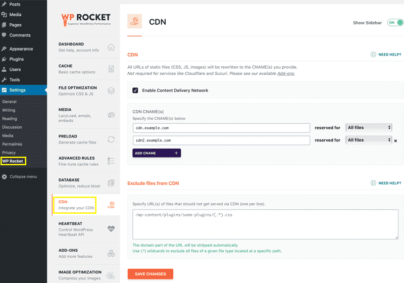 Using the CDN with WP Rocket