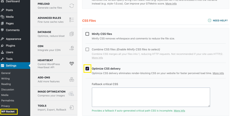 Optimize CSS Delivery in WP Rocket 