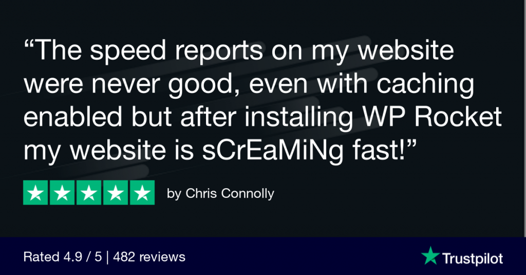 TrustPilot review about WP Rocket