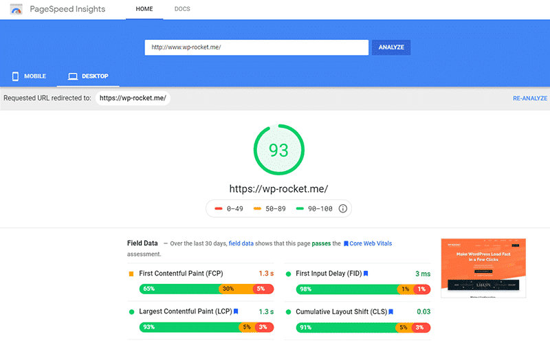 You can use PageSpeed Insights score as a measure of performance