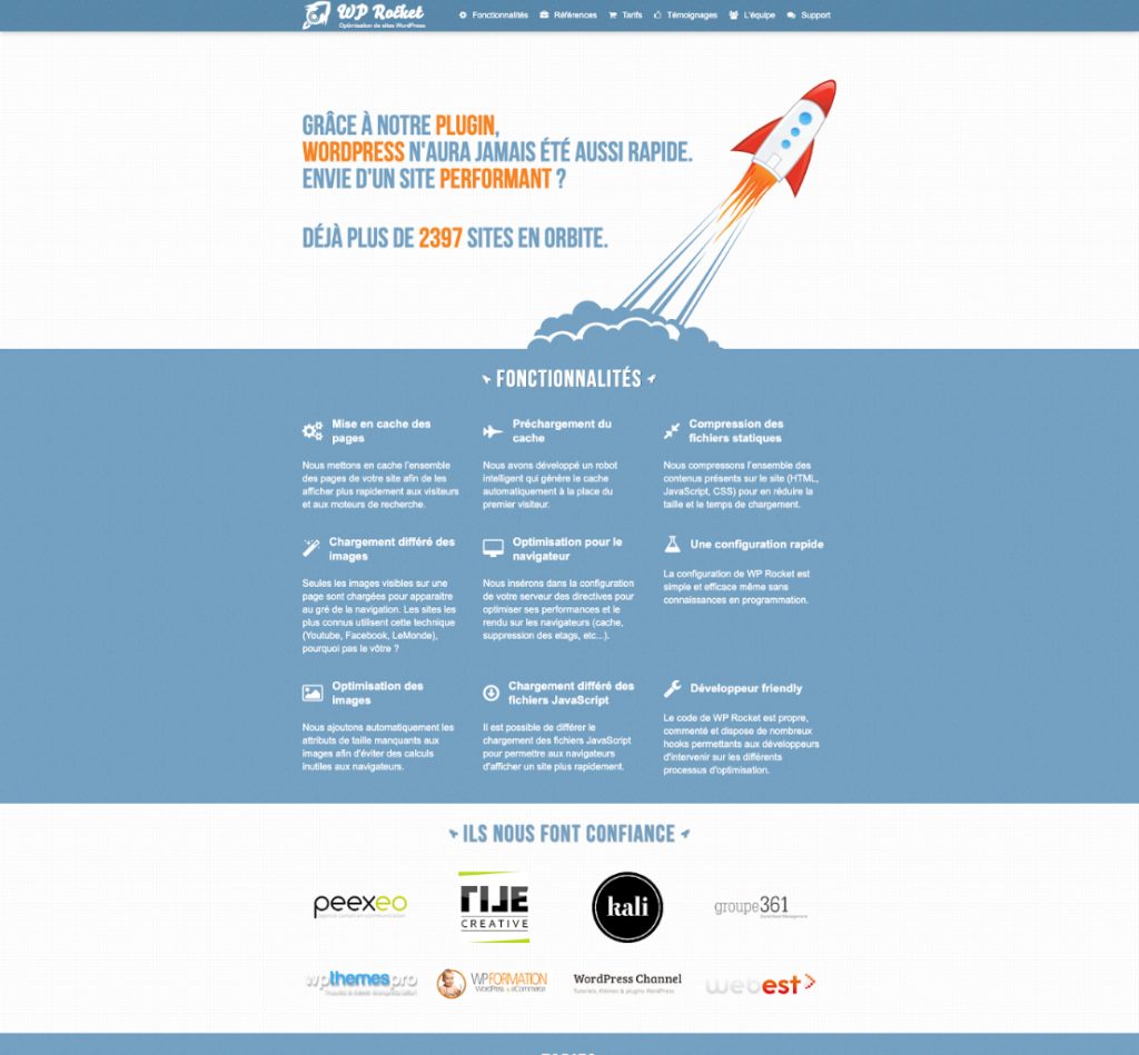 The first WP Rocket website: 2013