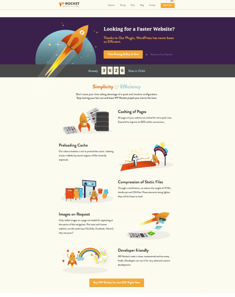 The evolution of WP Rocket's website and brand: 2014