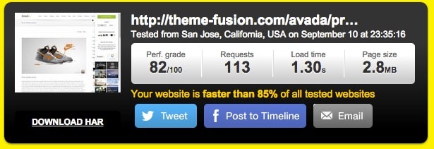 Avada WordPress theme speed test