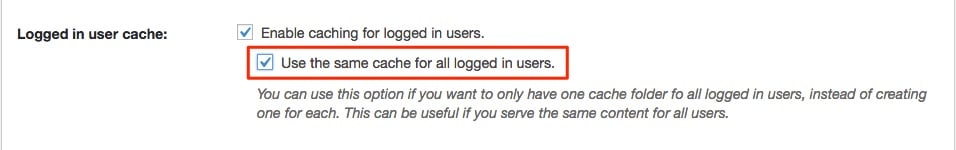 Common cache for logged in users