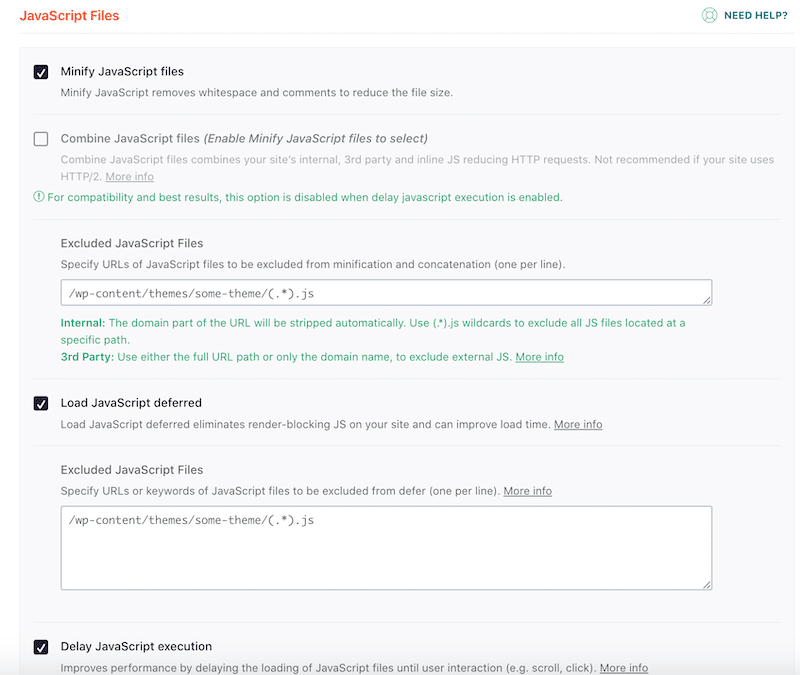 JS optimization options - WP Rocket 