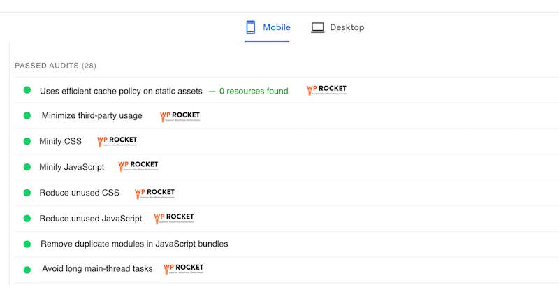 Passed JS and third-party audit - Source: PageSpeed Insights
