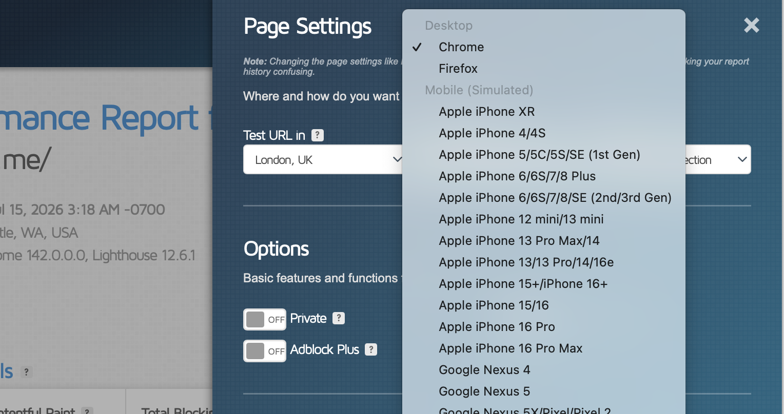 Example of advanced testing with GTmetrix - Source: GTmetrix