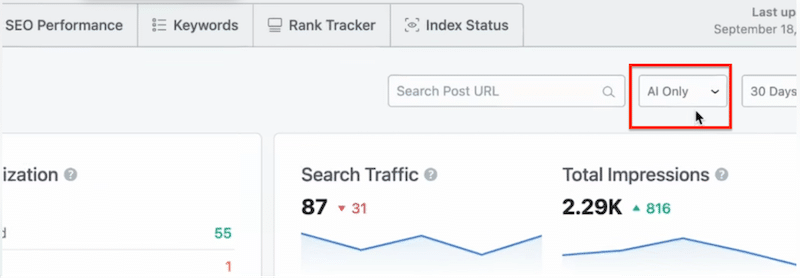 AI search Traffic tracker with Rank Math - Source: Rank Math 