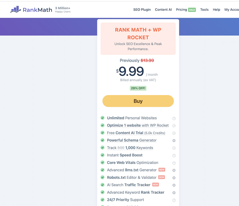 Rank Math + WP Rocket bundle - Source: Rank Math 