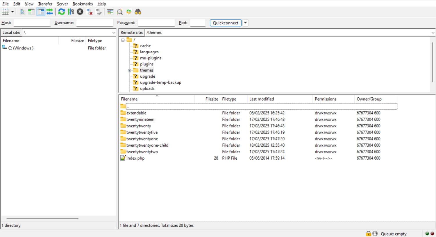 FTP client FileZilla example