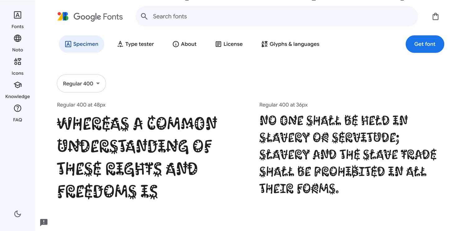 Quirky google font example