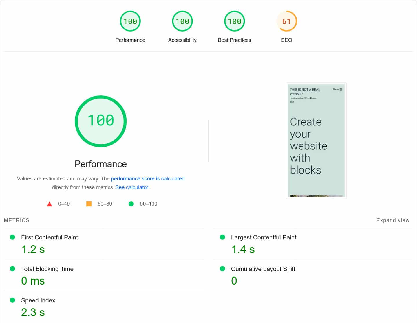 Speed test results with additional performance improvements