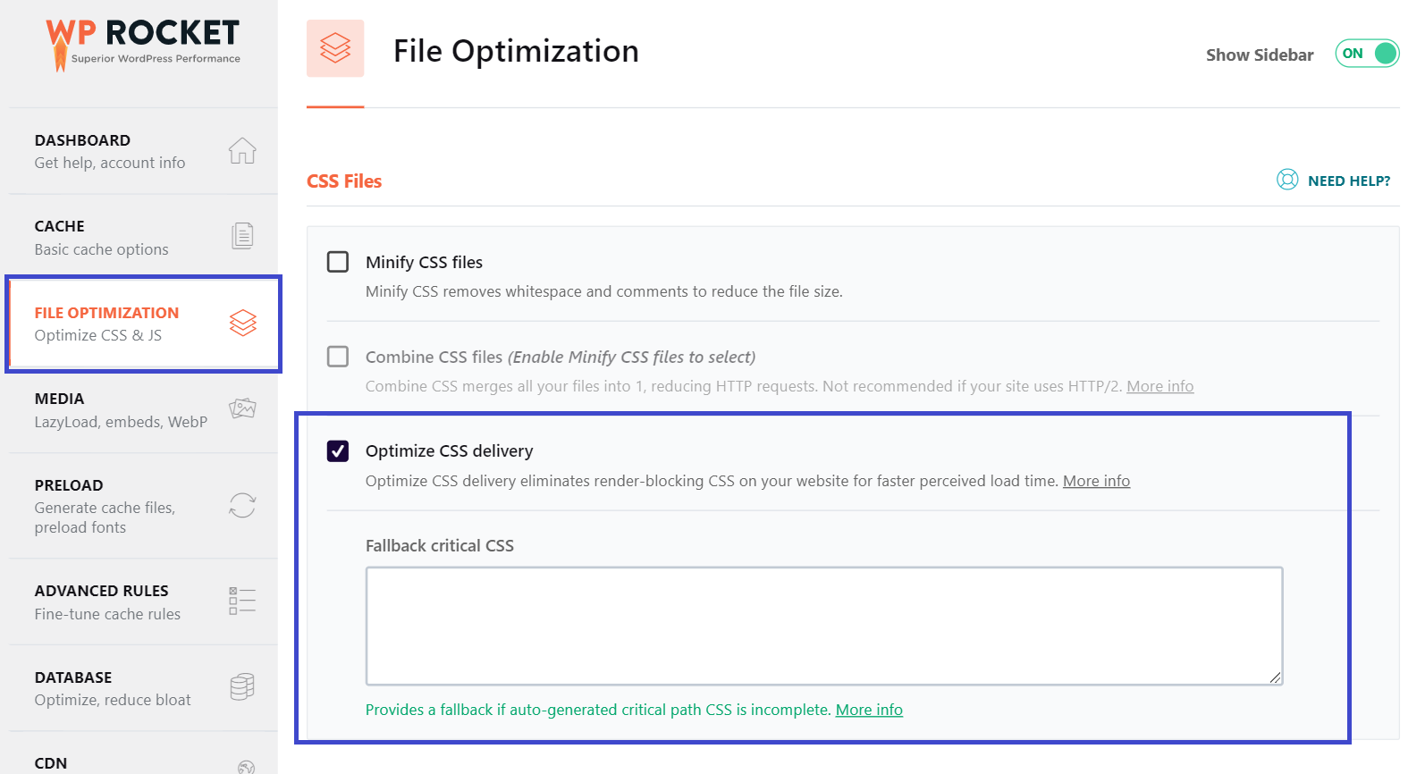 Optimize CSS delivery option - WP Rocket
