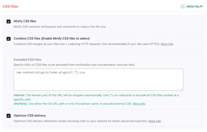 css files optimization - WP Rocket’s dashboard
