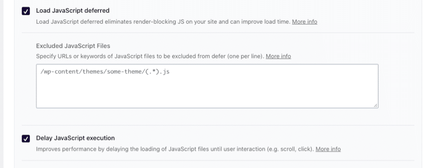 JS files optimization tab - WP Rocket’s dashboard
