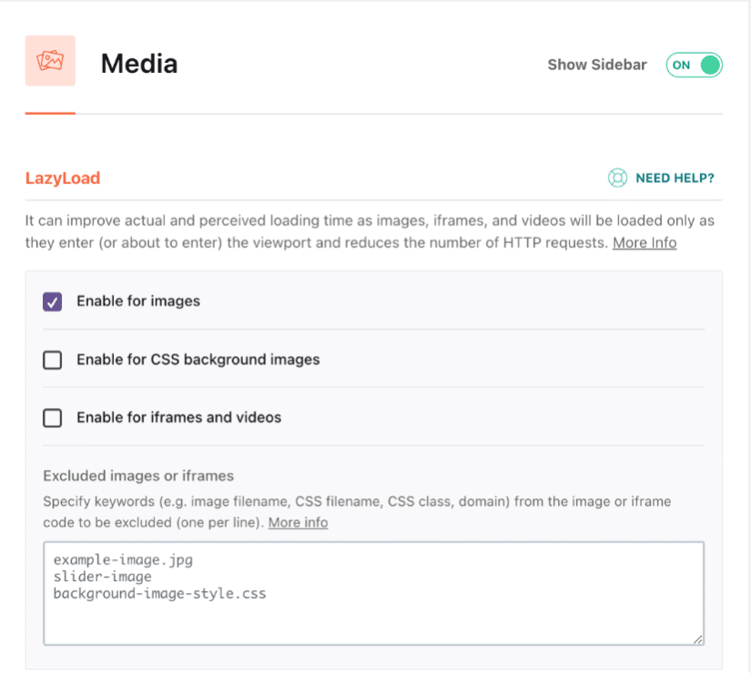Lazy loading interface of WP Rocket – Source: WP Rocket