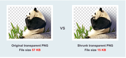 Example of a PNG before and after the compression 
