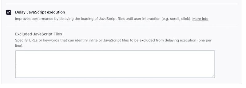 File Optimization tab - Delay JS