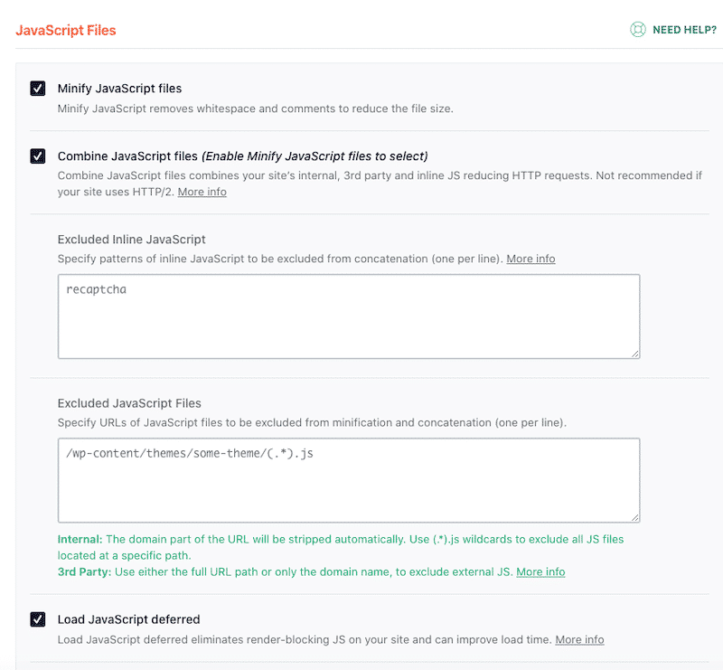 File Optimization tab JS Files - WP Rocket
