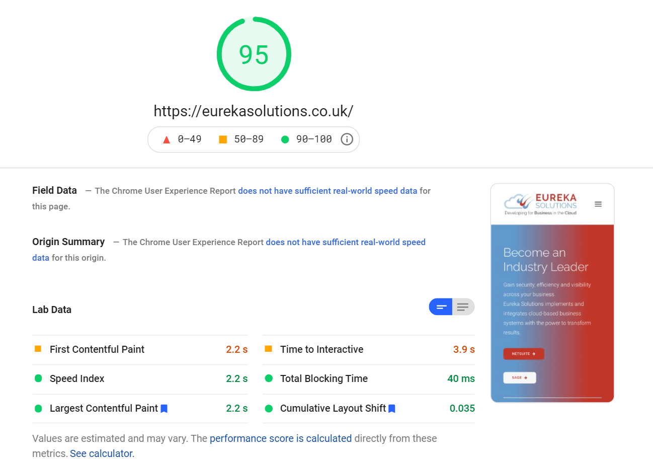PageSpeed score from mobile after installing WP Rocket 3.9