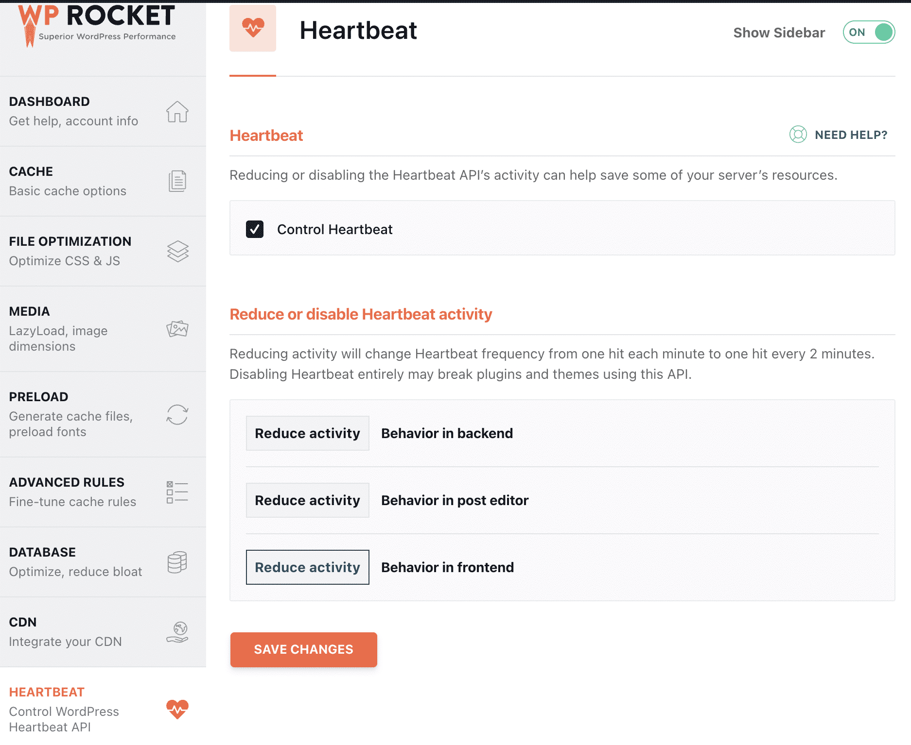 Control Your Heartbeat with WP Rocket