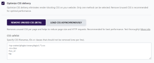 Remove Unused CSS or load CSS asynchronously - Source: WP Rocket 