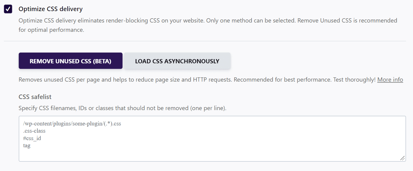  Remove unused CSS – WP Rocket dashboard 