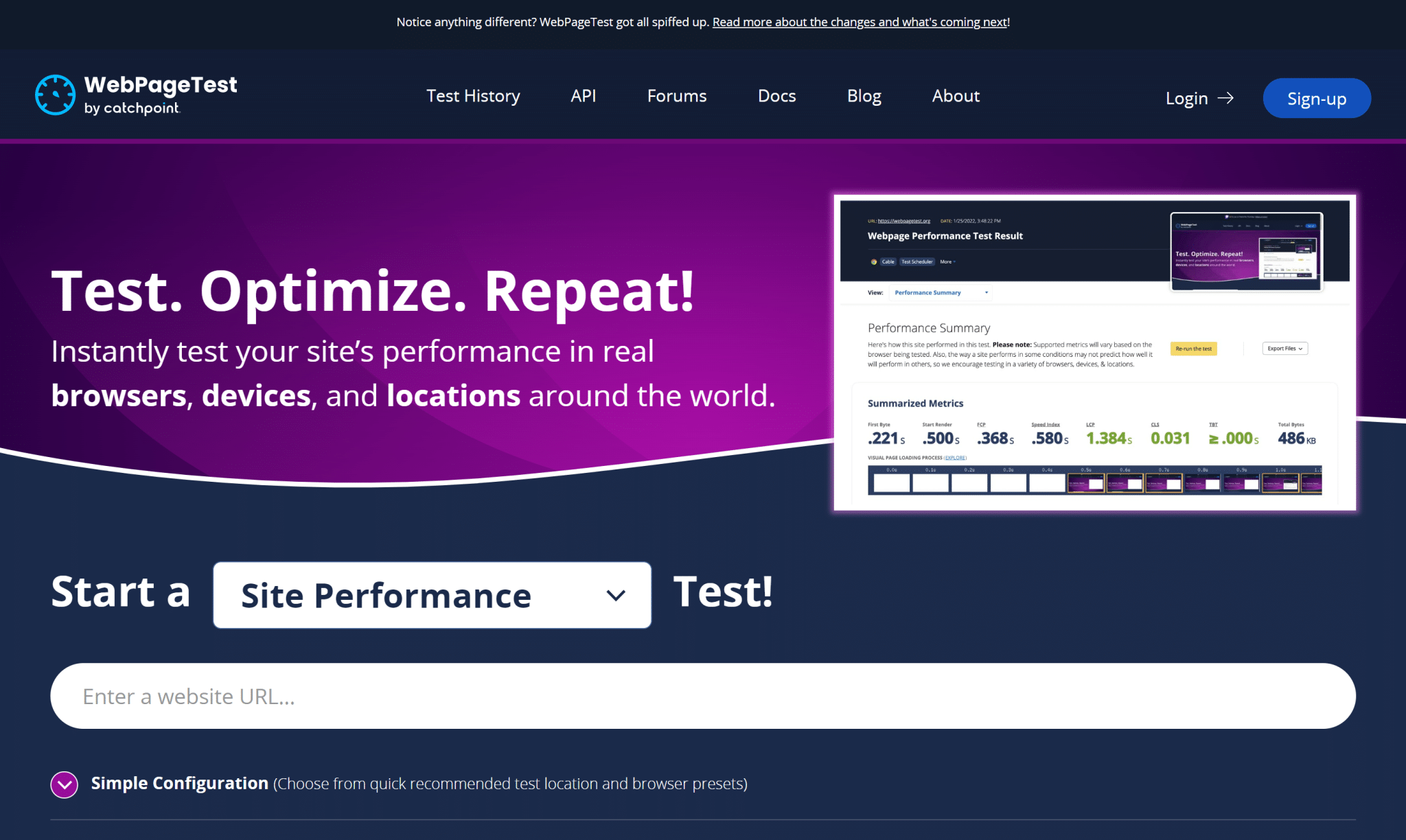 webpagetest test website