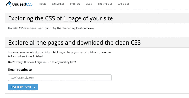 Identifying the unused CSS - Source: UnusedCSS.com
