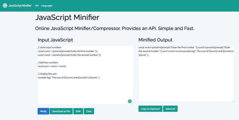 Minifying JS – Source: Toptal 
