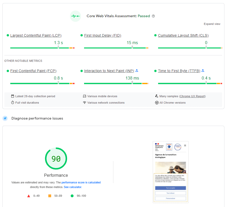 Google PageSpeed Insights report - Source
