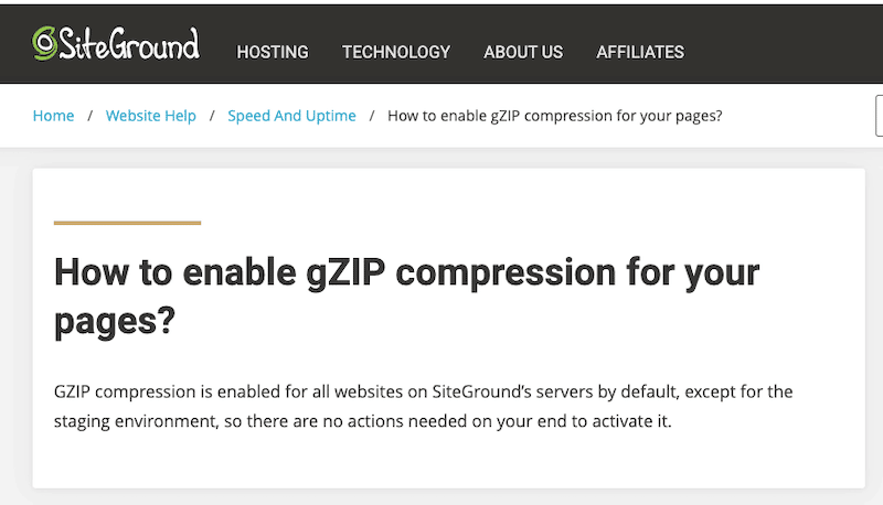 GZIP compression from Siteground Hosting Provider - Source: SiteGround
